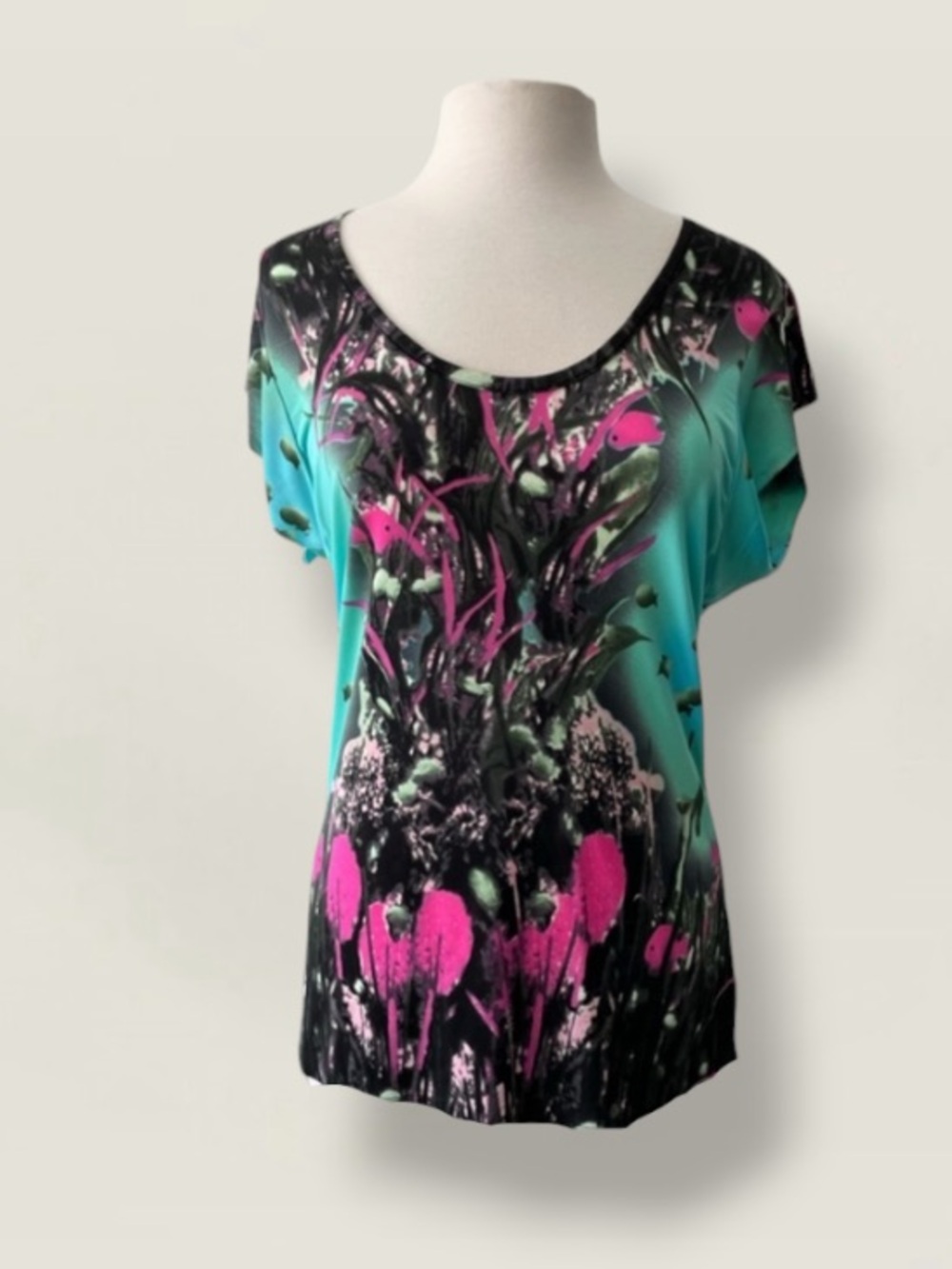 TRACY REESE PRINT SHORT SLEEVE TOP SIZE LARGE